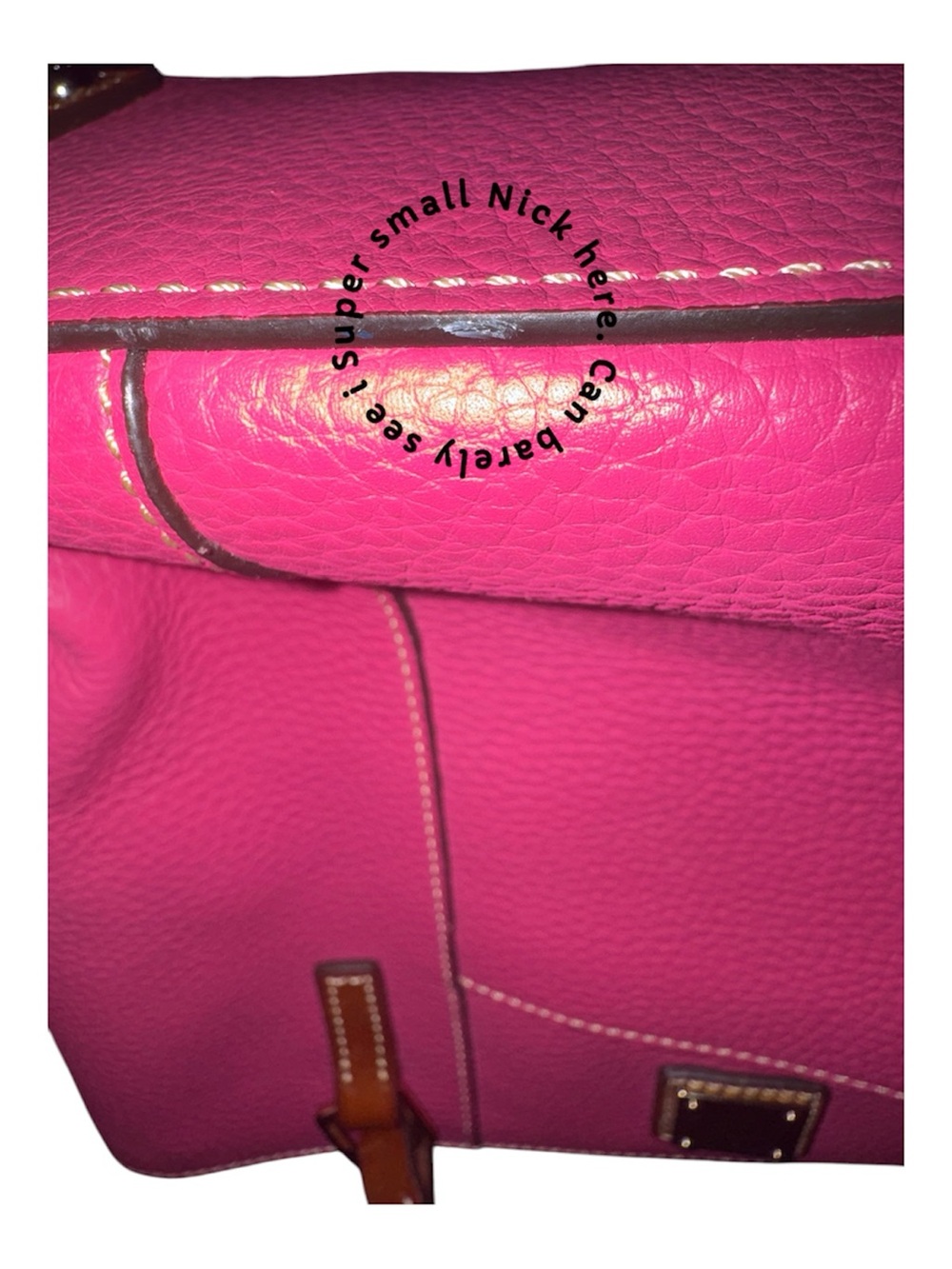 Dooney & Bourke Pink Pebble Leather Tote with Brown Straps and Logo Plaque - Picture 10 of 14